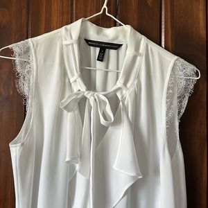 White sleeveless ruffle top WHBM size 2